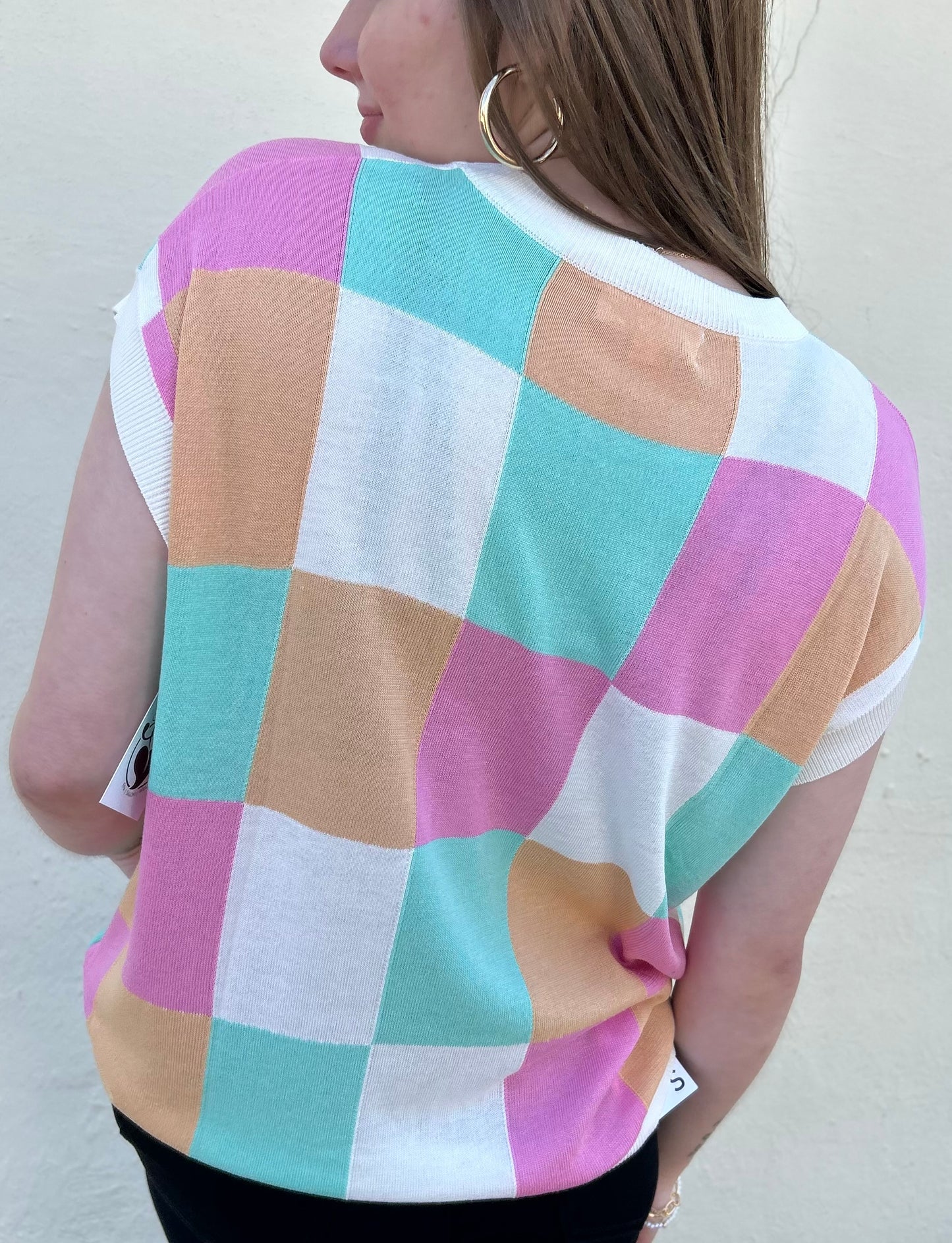 The Charlotte Checkered Sleeveless Sweater