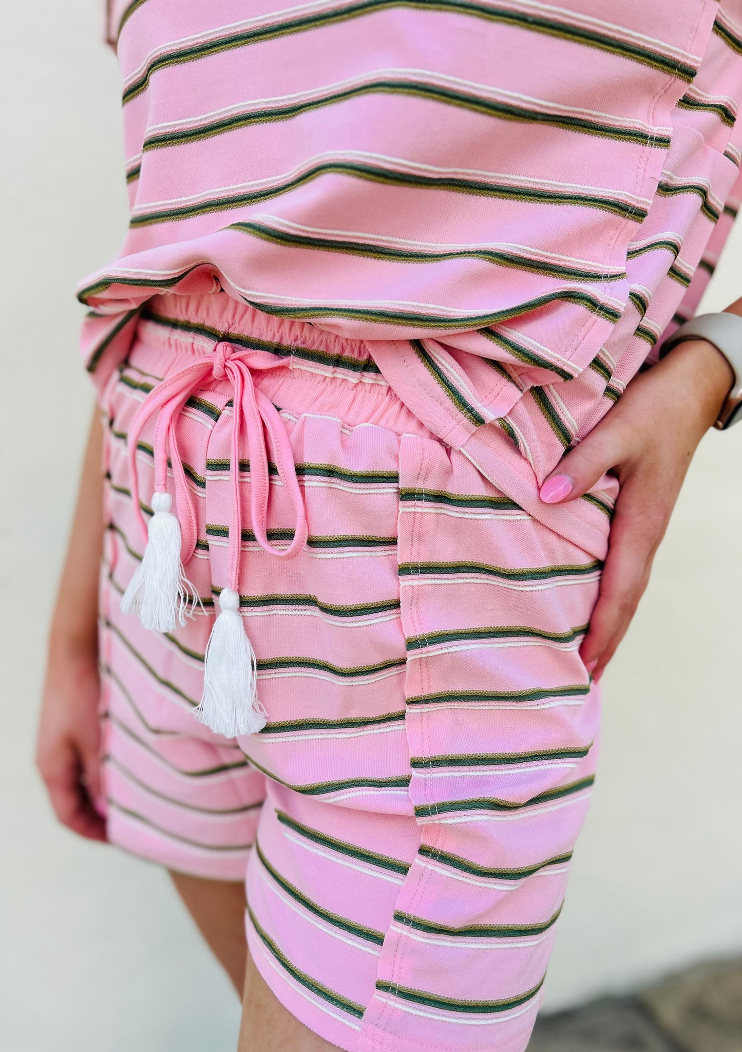 The Mikah Stripe Crew Neck Tee & Shorts Set