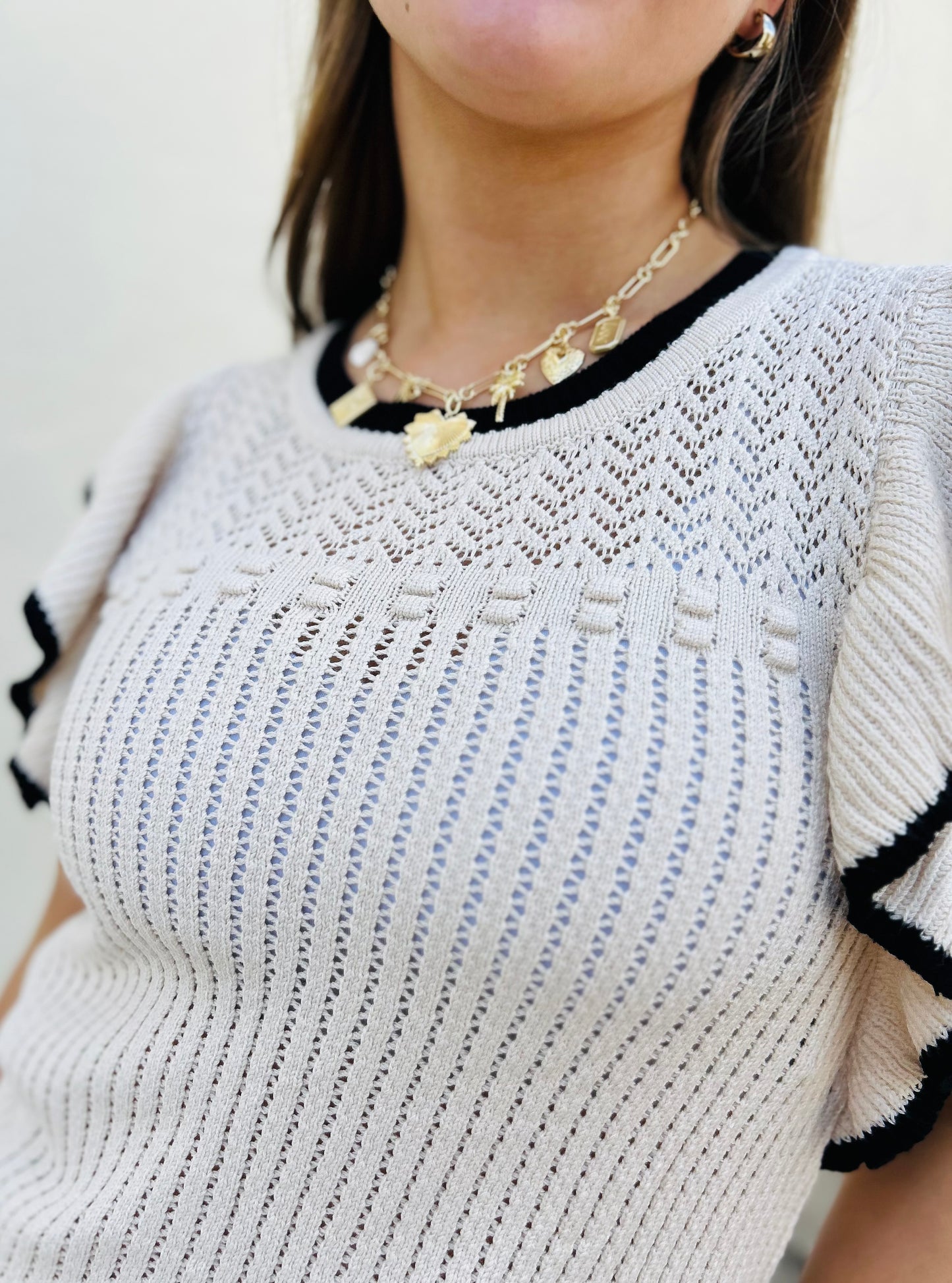 The Marisol Crochet Eyelet Flounce Tank Top