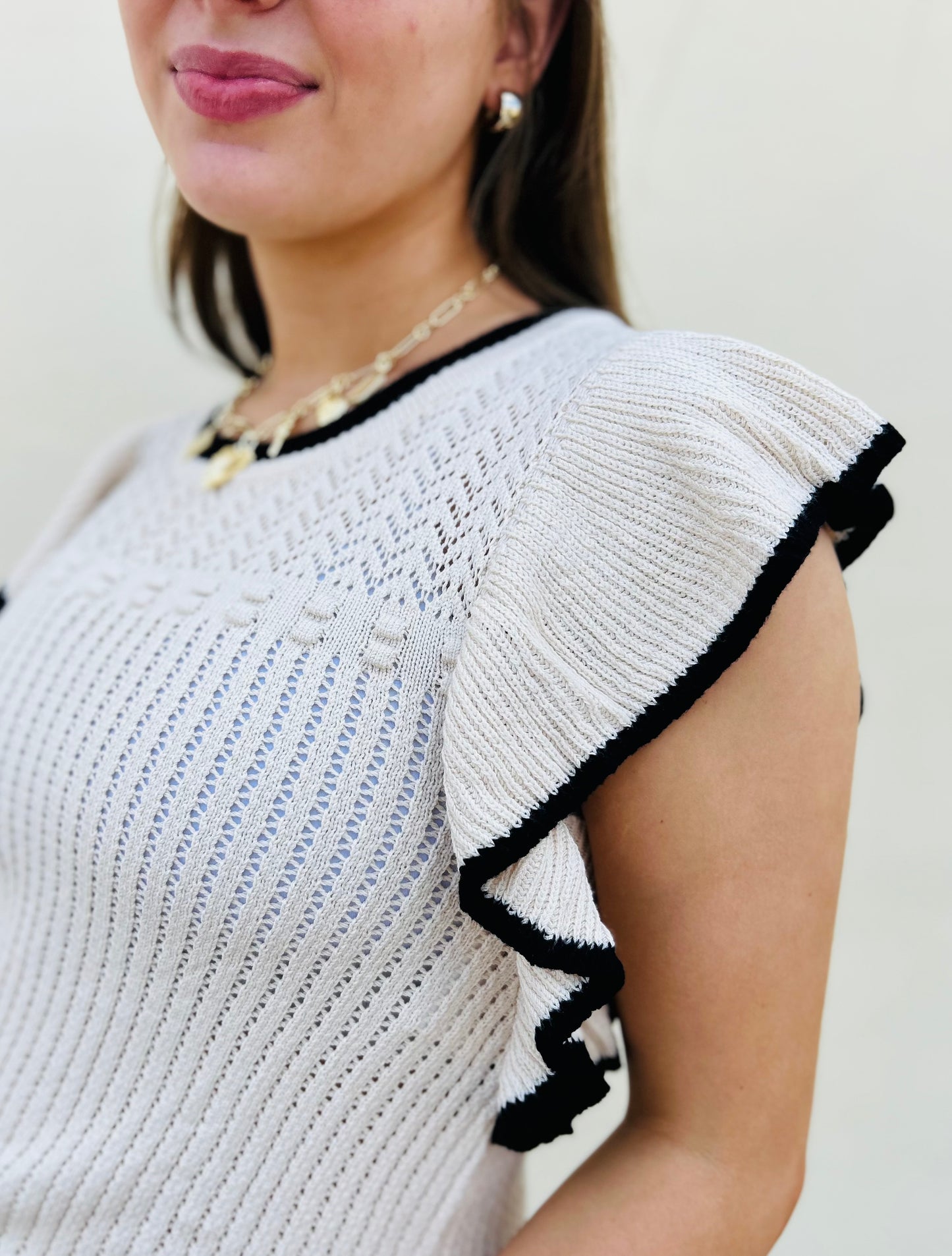 The Marisol Crochet Eyelet Flounce Tank Top