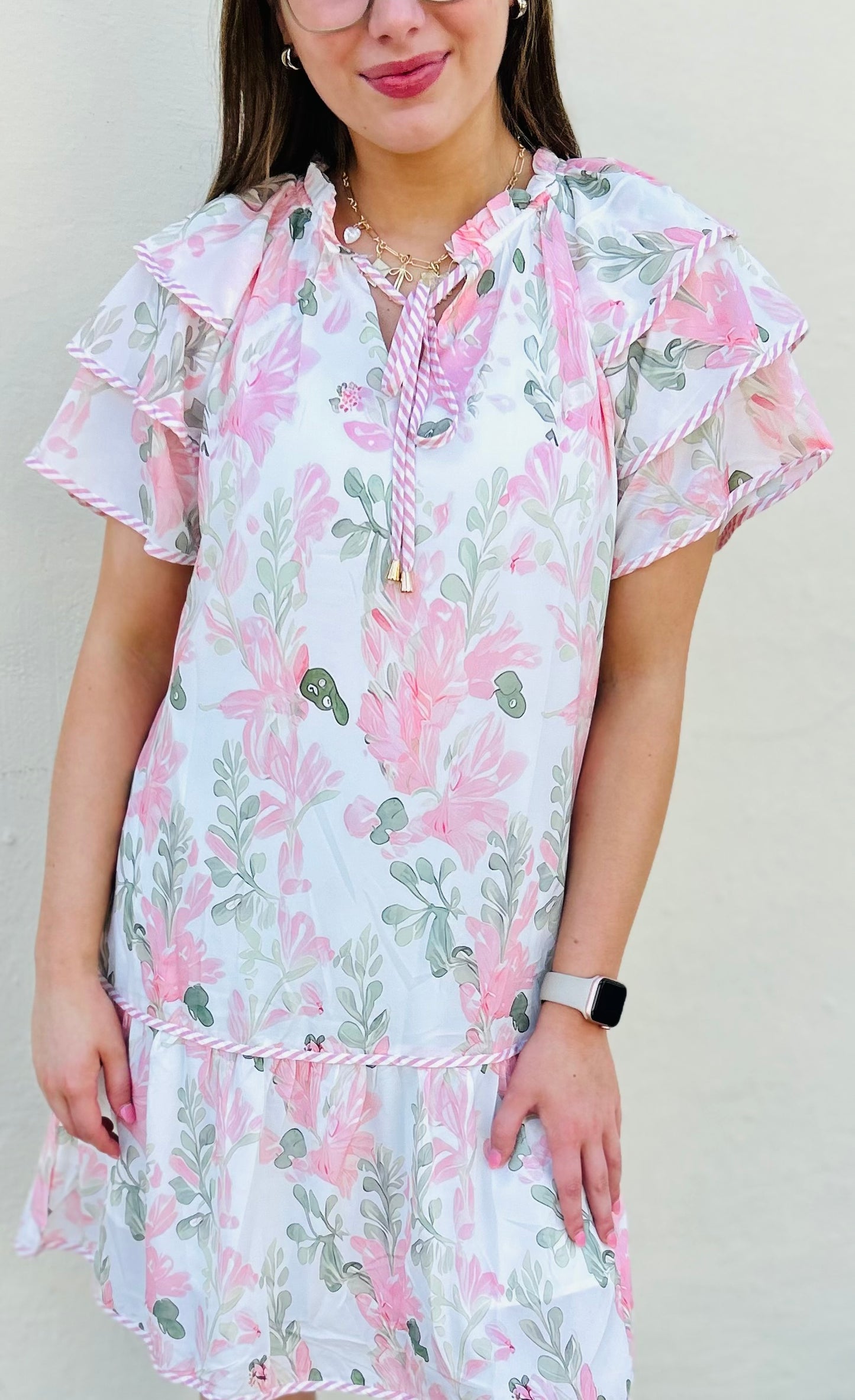 The Meadow Floral Contrast Mini Dress