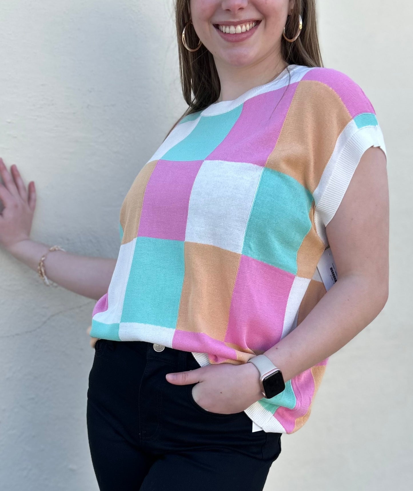 The Charlotte Checkered Sleeveless Sweater