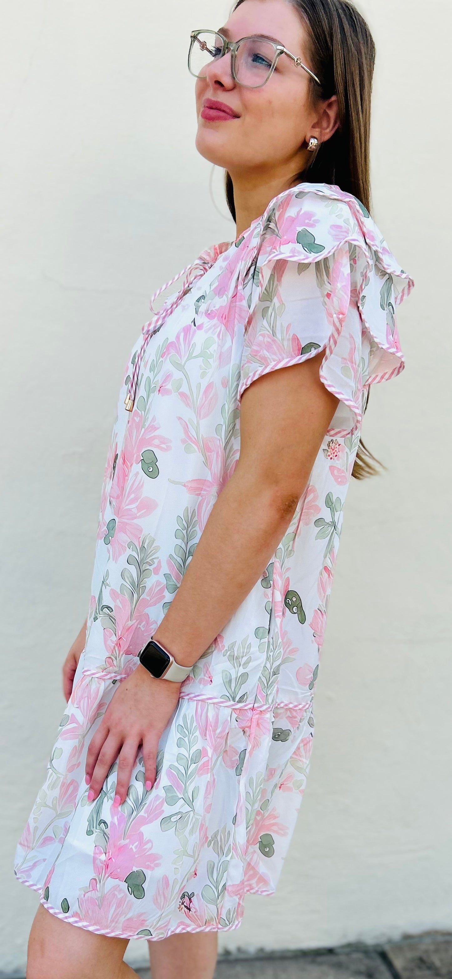 The Meadow Floral Contrast Mini Dress