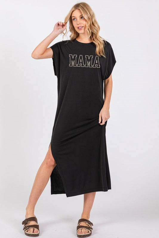 MAMA Puff Graphic Maxi Dress